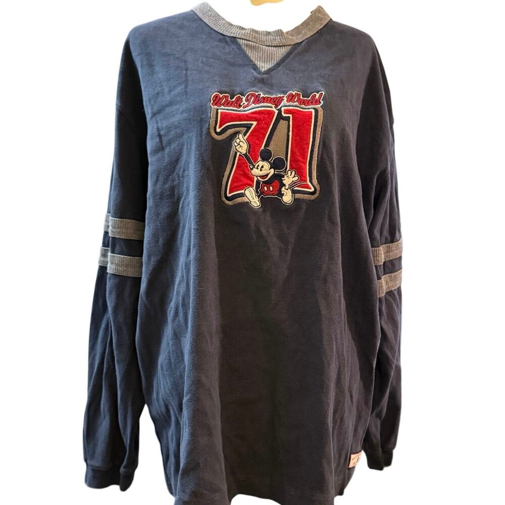 Walt Disney World 1971 Mickey Mouse Long Sleeve Varsity Jersey Shirt, Unisex XL